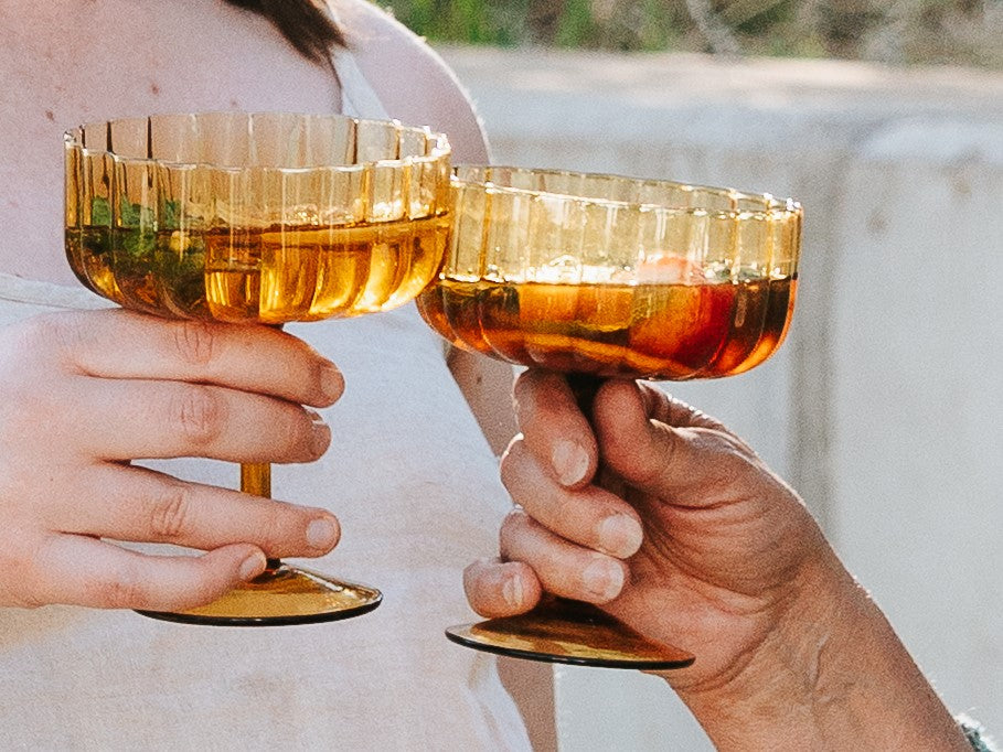 Hazel Set of 2 Glass Coupe - 350ml Amber