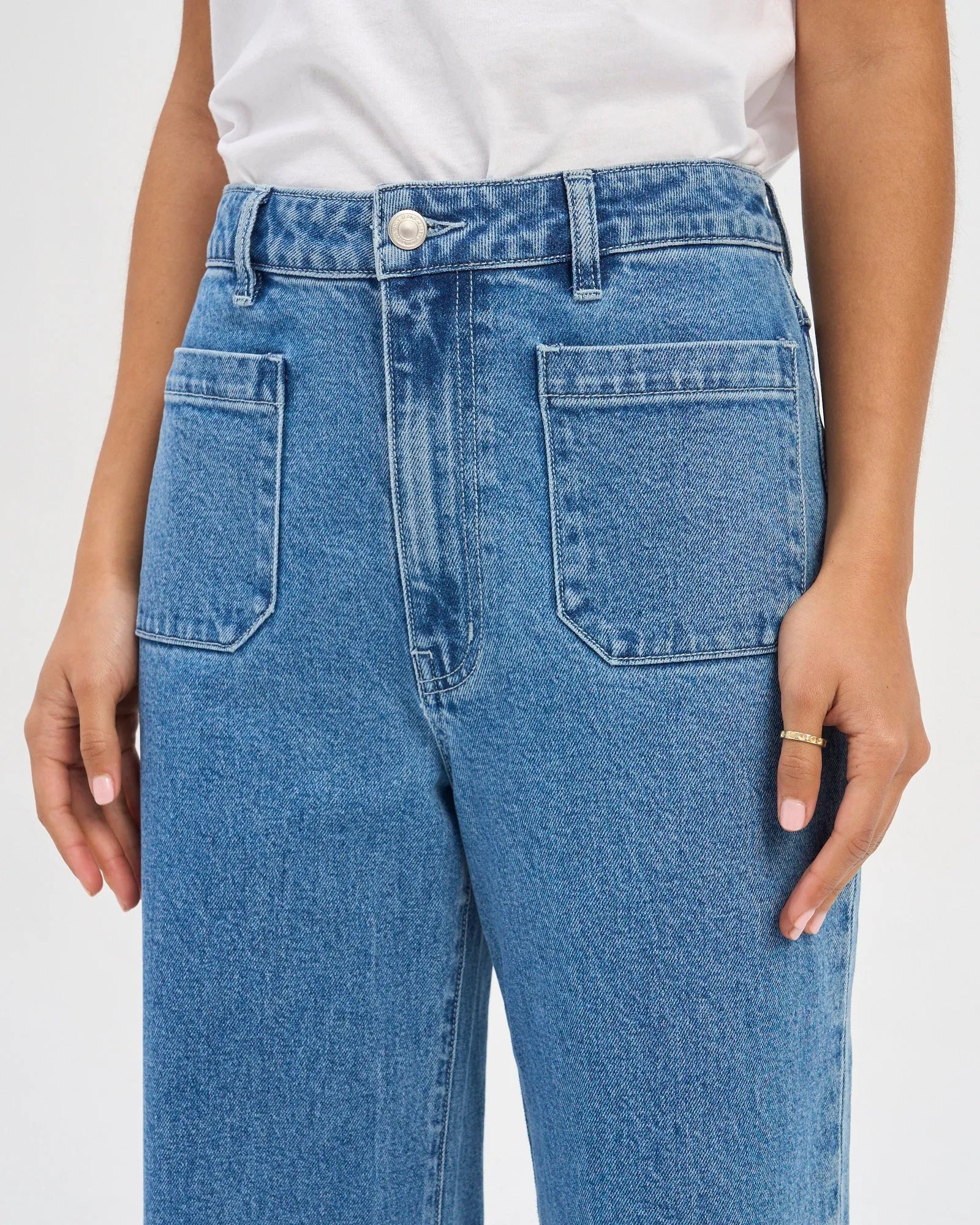 Victoria Flared Denim Jeans - Medium Blue