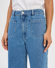 Victoria Flared Denim Jeans - Medium Blue