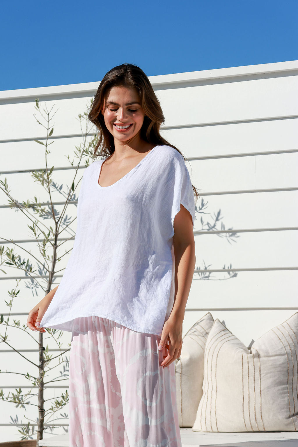 Iris Linen Top - White