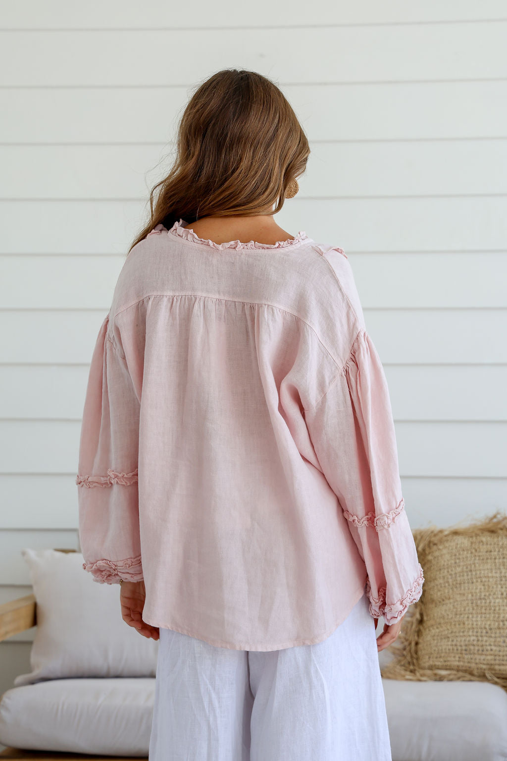 Carina Linen Top FA - Blush