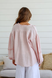 Carina Linen Top FA - Blush