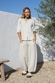 Belina Linen Top - Sand