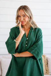 Autunno Linen Dress - Forest