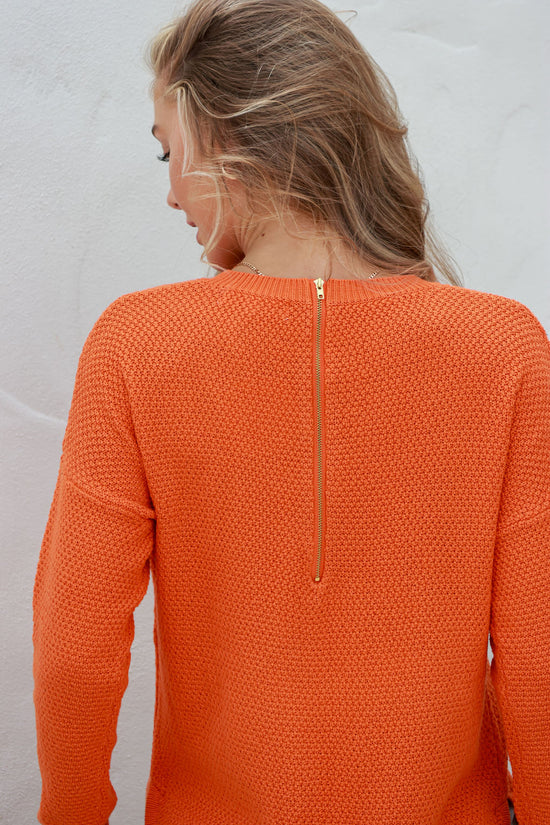 Knitted Cotton Sweater - Tangerine