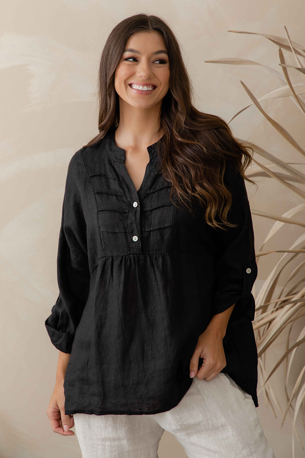 Krista Linen Shirt - Black