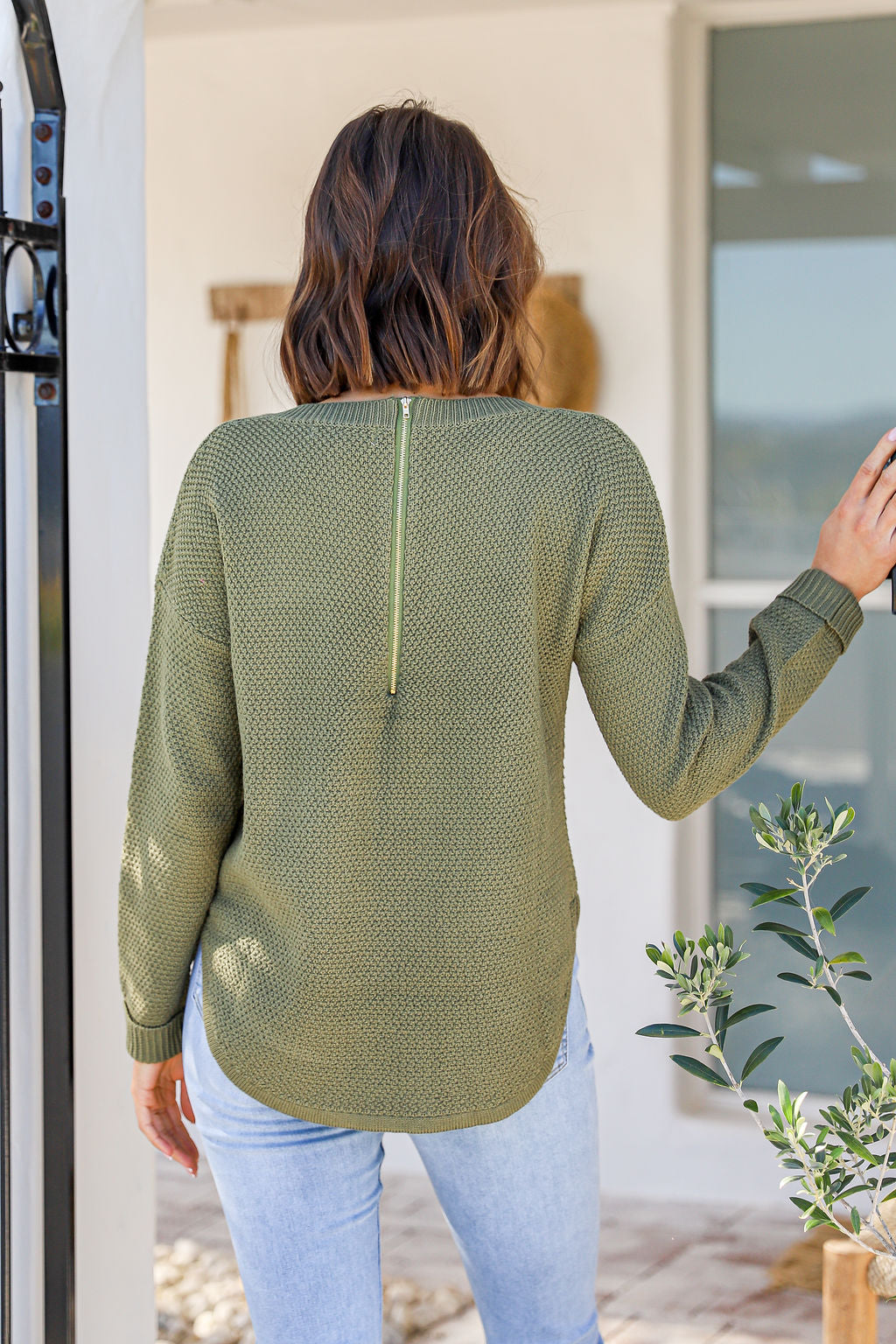 Knitted Cotton Sweater - Khaki