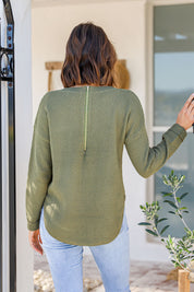 Knitted Cotton Sweater - Khaki