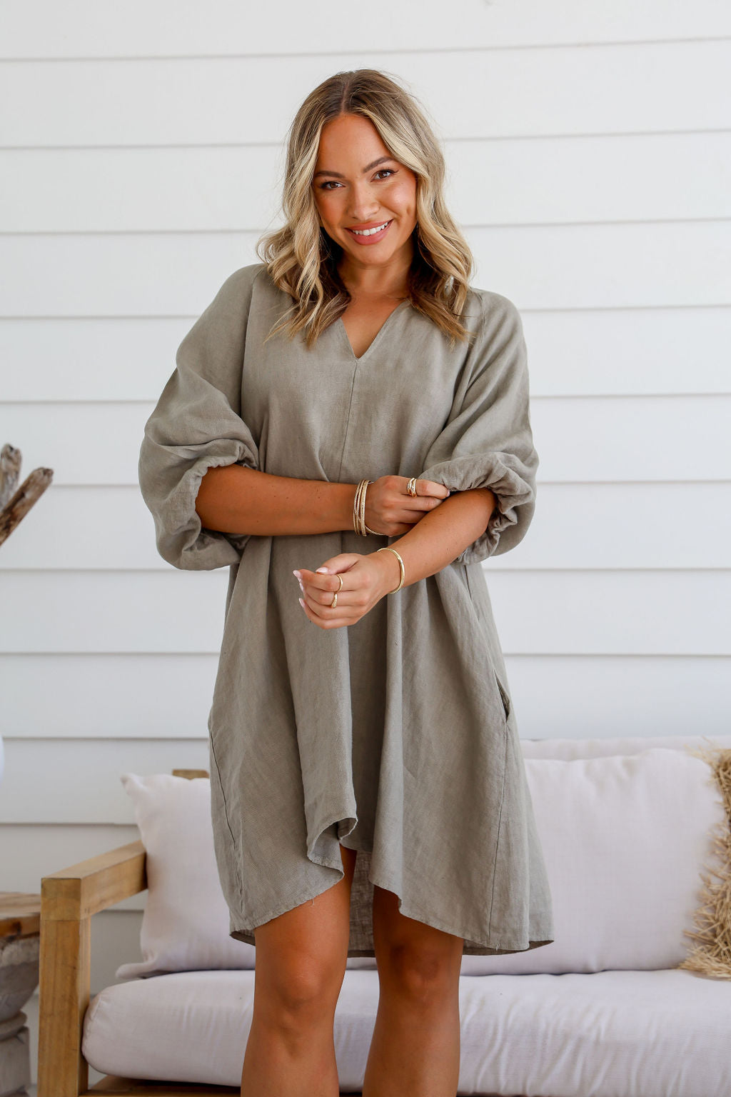 Felice Linen Dress - Mocha