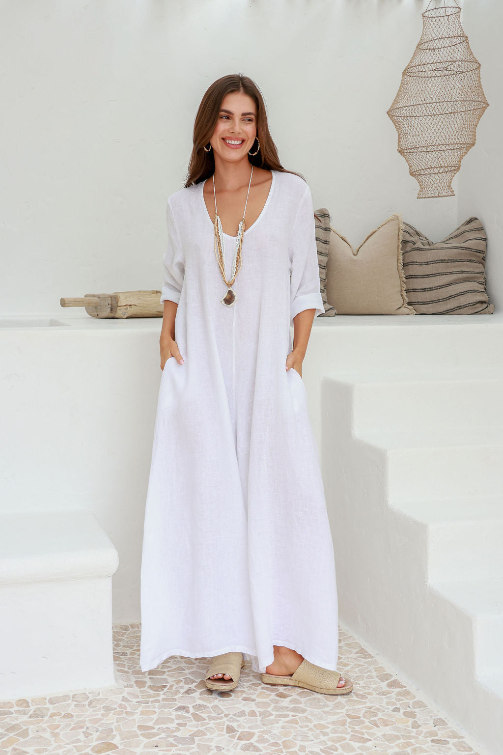 Aroma Linen Jumpsuit - White