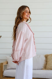 Carina Linen Top FA - Blush