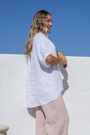 Vezzoso Linen Top - White