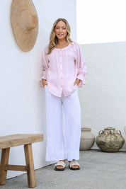 Tramonto Linen Top - Blush