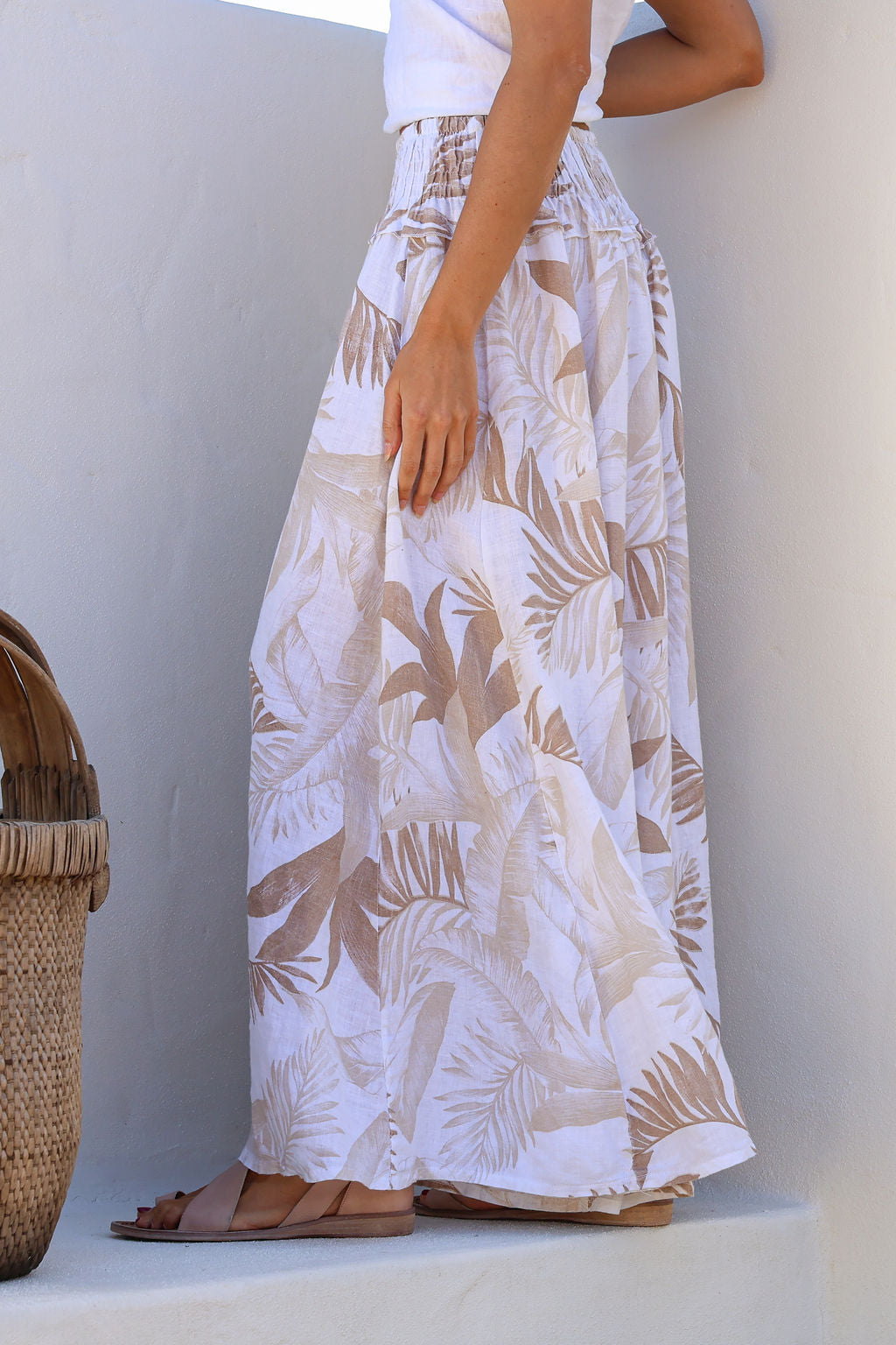 Fluttuante Linen Pants - Sand Leaf