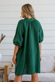 Felice Linen Dress - Forest