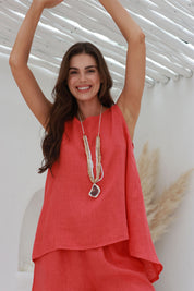 Gaia Linen Top - Hibiscus