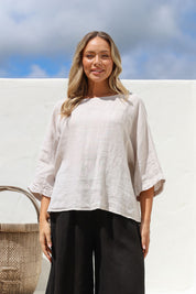 Gemma Linen Top - Sand