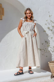 Valeriana Linen Skirt - Sand