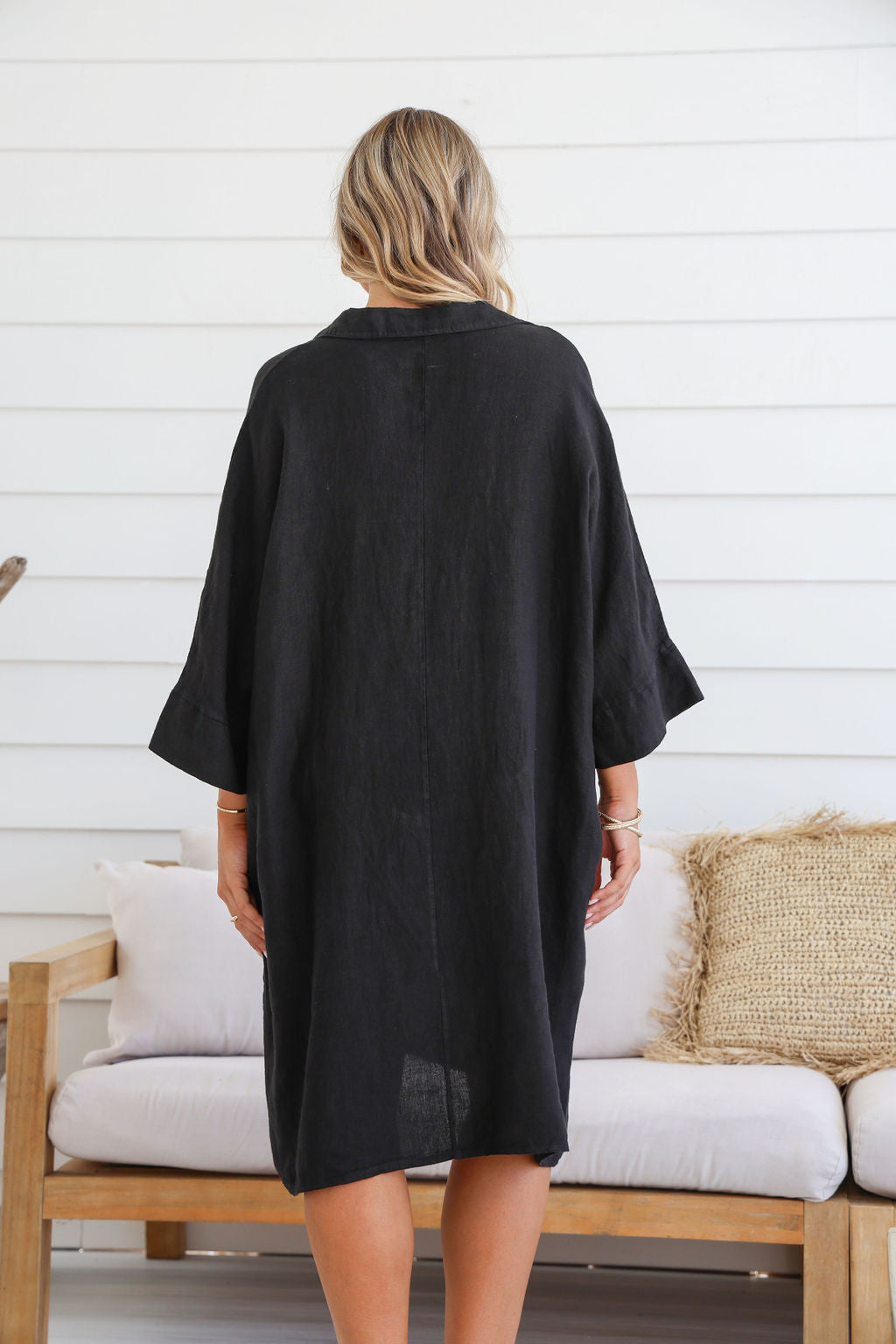 Autunno Linen Dress - Black