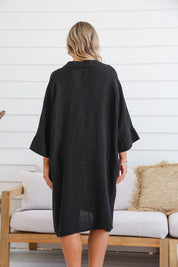 Autunno Linen Dress - Black