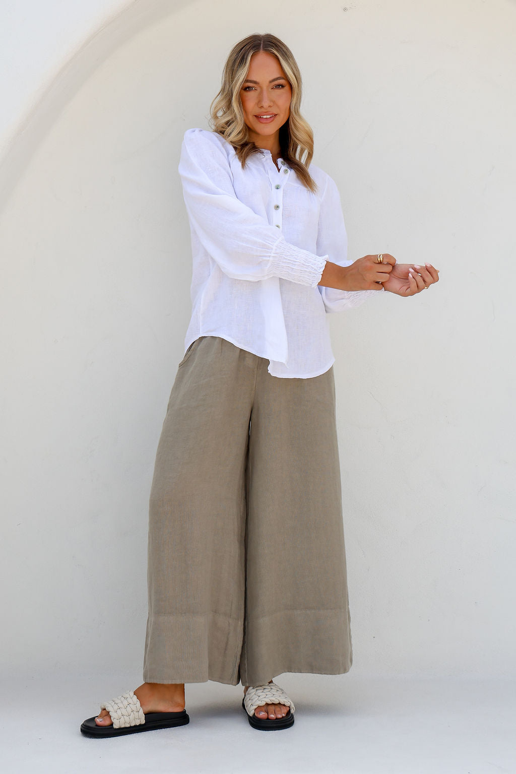 Brava Linen Top - White