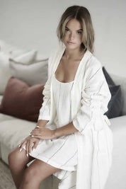 Carter Linen Robe - White