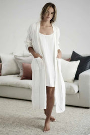 Carter Linen Robe - White