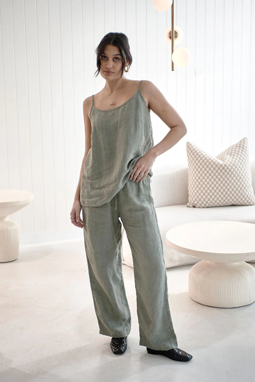 Wide Leg Linen Pant - Pistachio