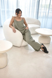 Wide Leg Linen Pant - Pistachio