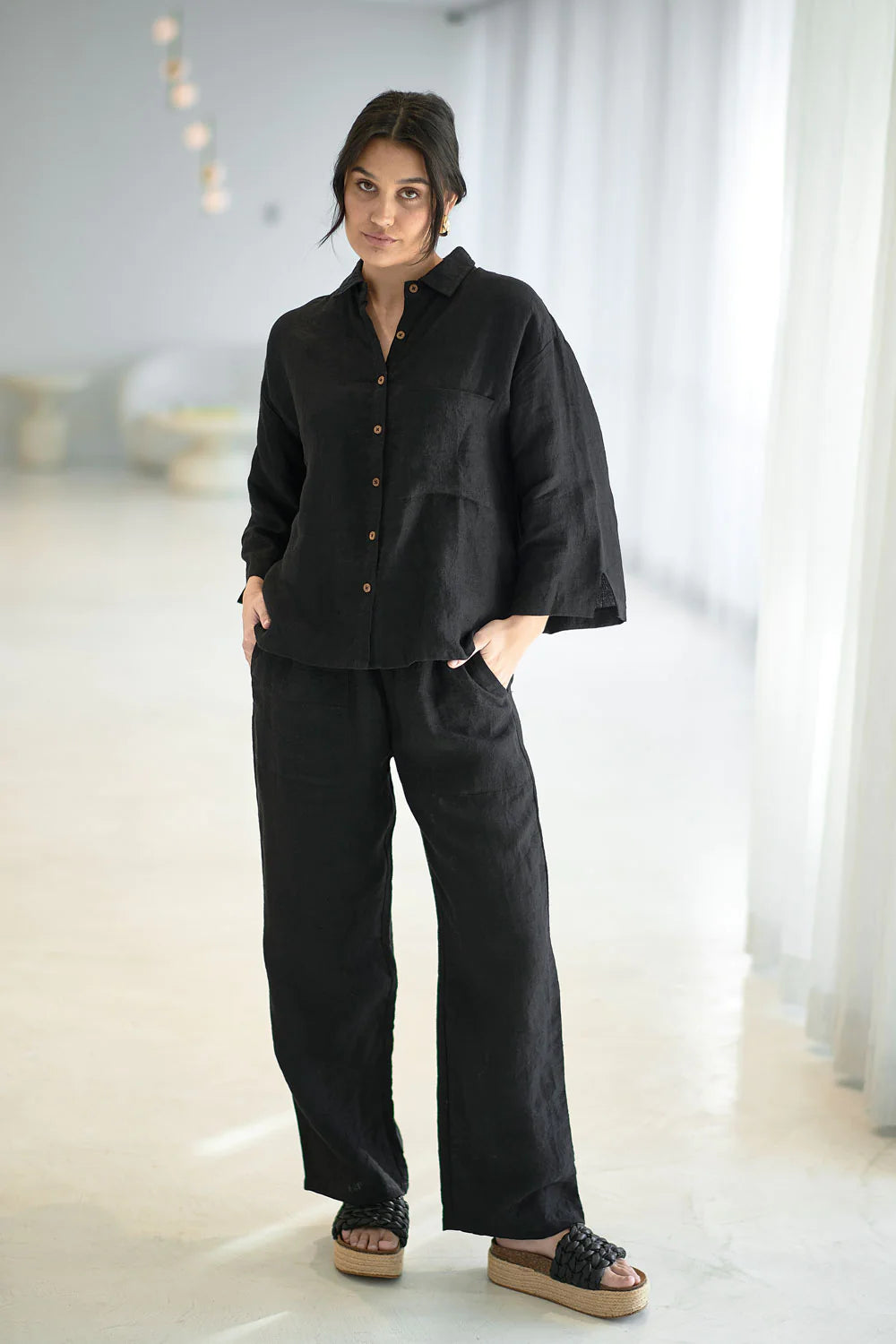 Fundamental Linen Shirt - Black