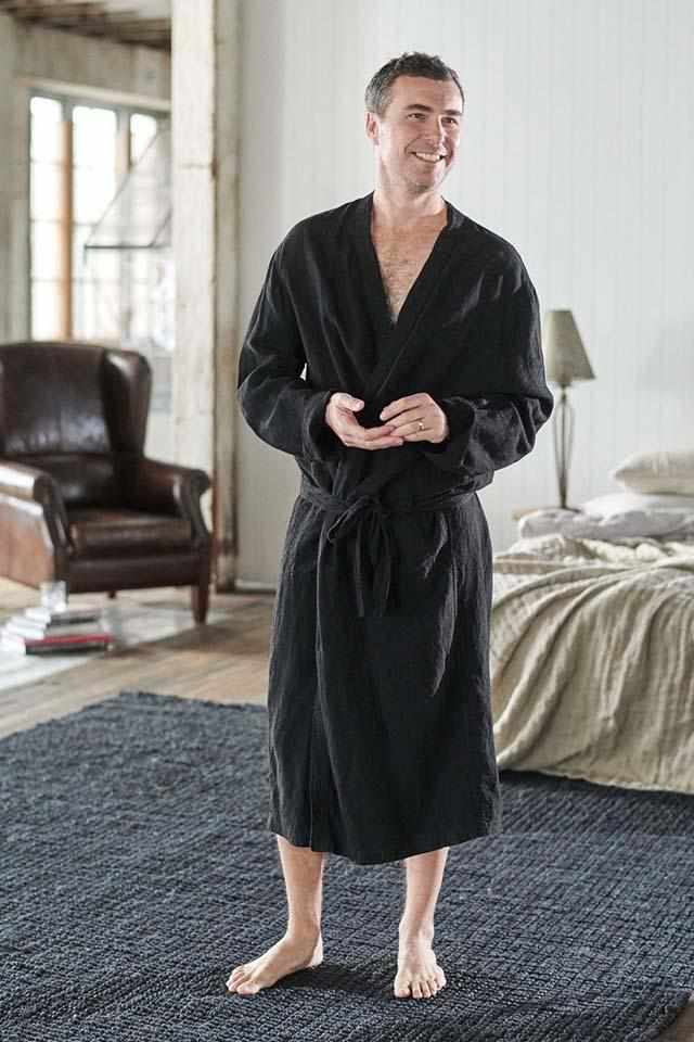 Linen Robe - Black