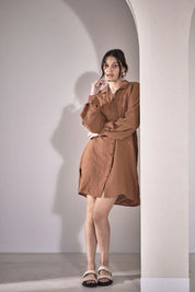 Linen Shift Dress - Nutmeg
