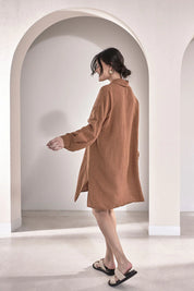Linen Shift Dress - Nutmeg