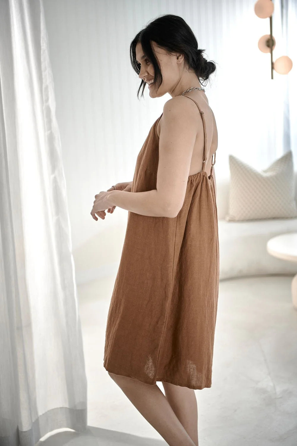 Linen Slip Dress - Nutmeg