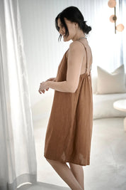 Linen Slip Dress - Nutmeg