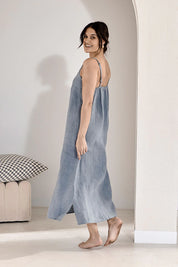 Midi Linen Slip Dress - Bue