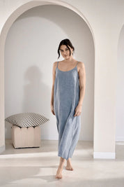 Midi Linen Slip Dress - Bue