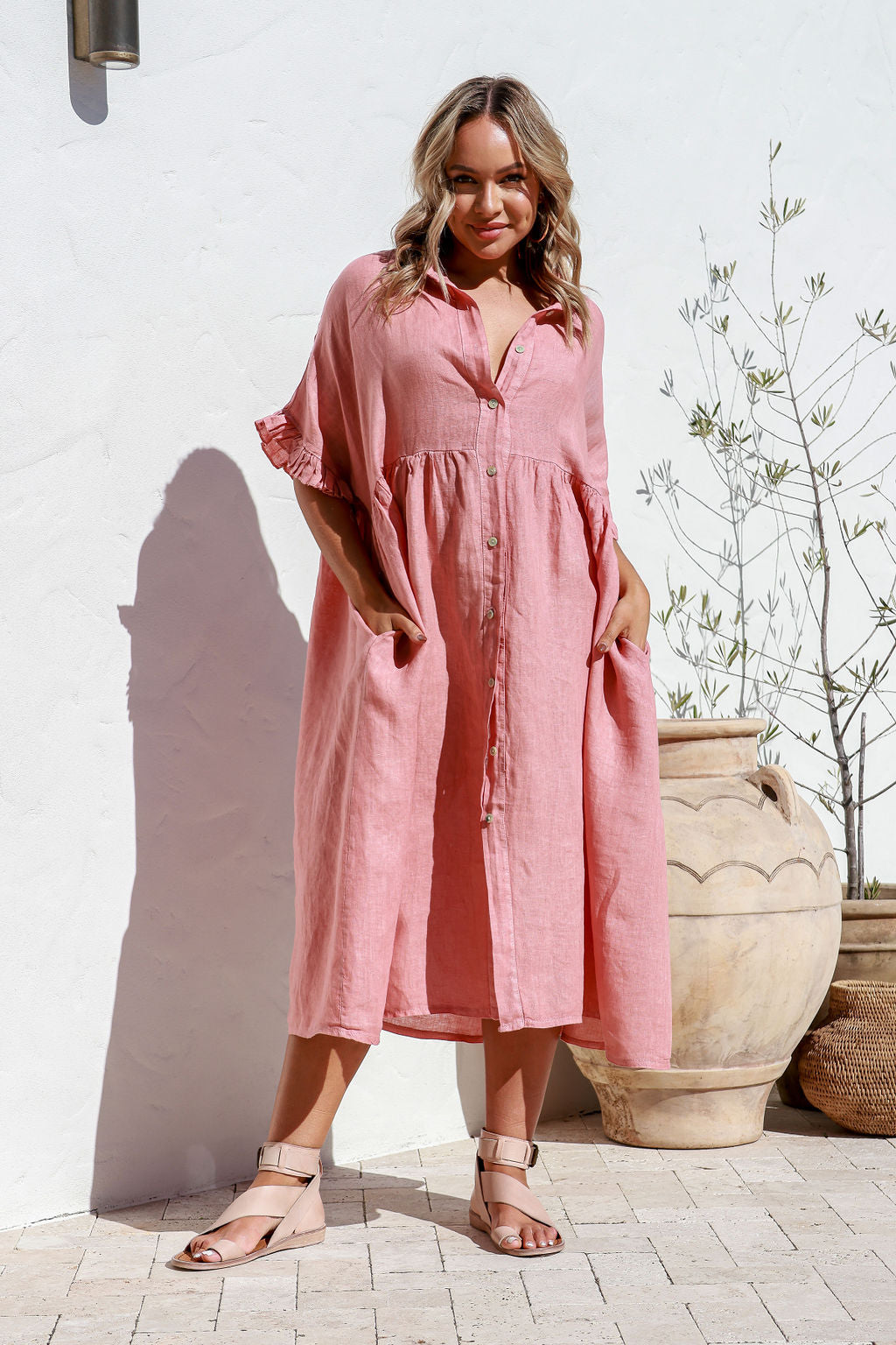 Peona Linen Dress - Sand