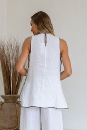 Ventilata Linen Top - White