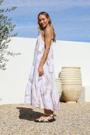 Strato Linen Dress - Sand Leaf