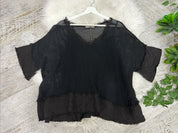 Carina Linen Top - Black