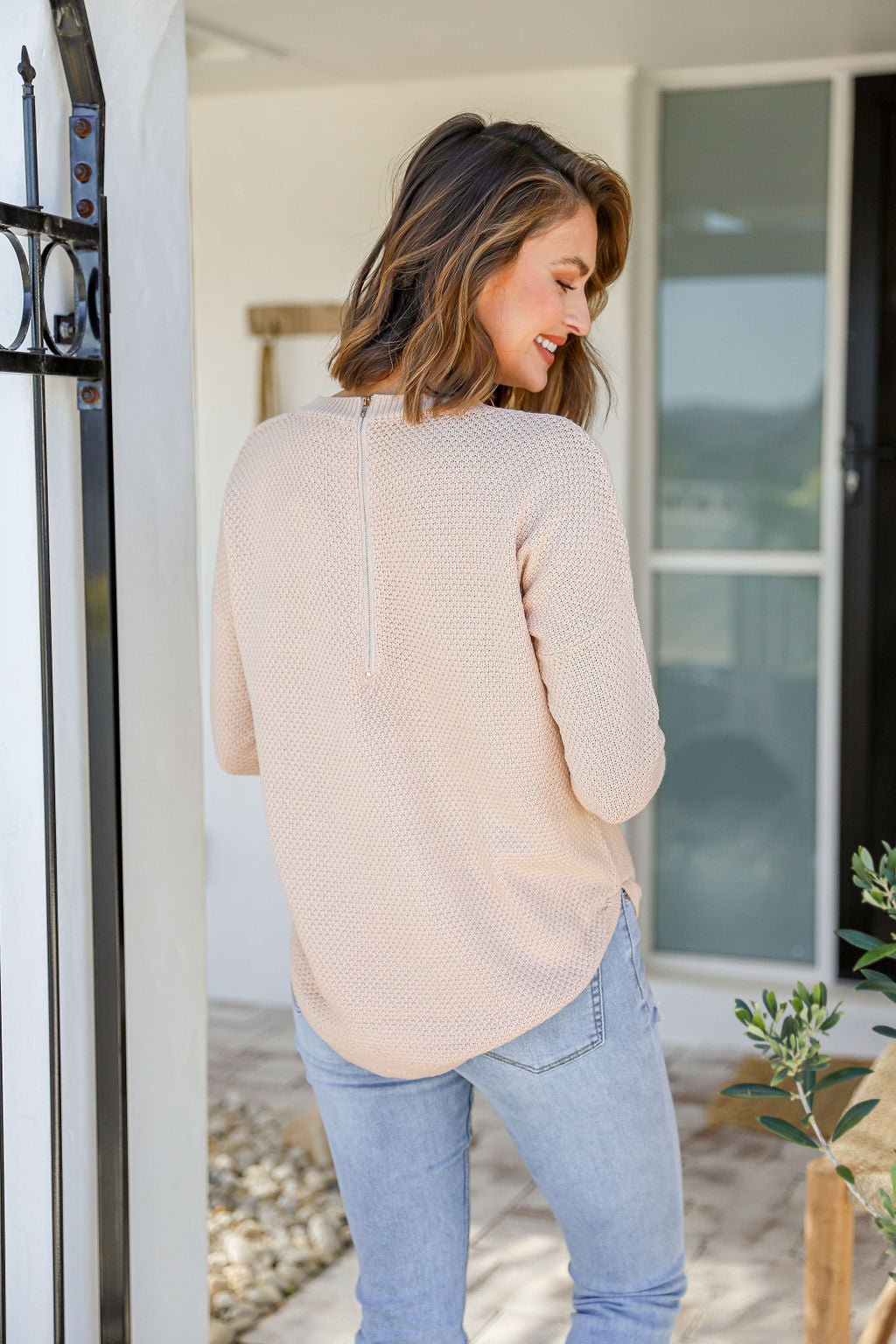 Knitted Cotton Sweater - Sand