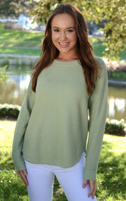 Knitted Cotton Sweater -Sage