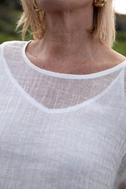 Olivia Linen Top - Off White