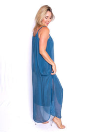 Adelina Silk Dress - Petrol