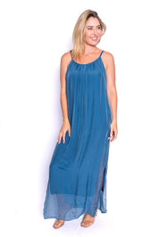 Adelina Silk Dress - Petrol