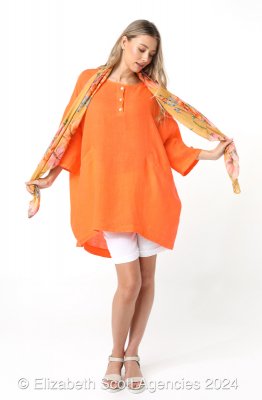 Tara Linen Tunic - Tangelo