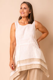 Winnie Linen Blend Top - Cream