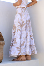 Zingara Linen Skirt - Sand Leaf