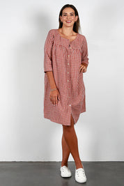 Jana Dress - Brick Check